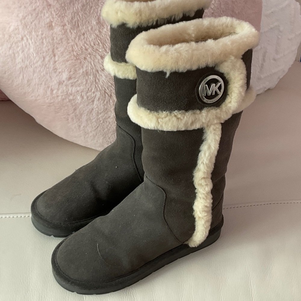 Michael Kors Black and Cream Shearling Boots